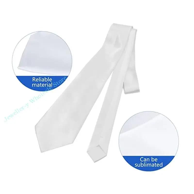 R7uf Men Blank Sublimation cravatta a colore solido bianco trasferimento di calore in polievolo in polievola seta per laurea