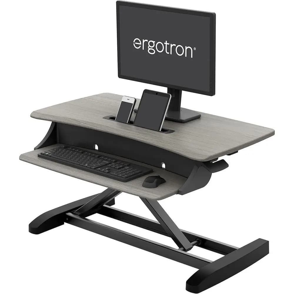 Mini Convertitore per Scrivania, Supporto per Laptop, 31 Pollici di Larghezza, Grigio Effetto Legno per Ufficio Domestico