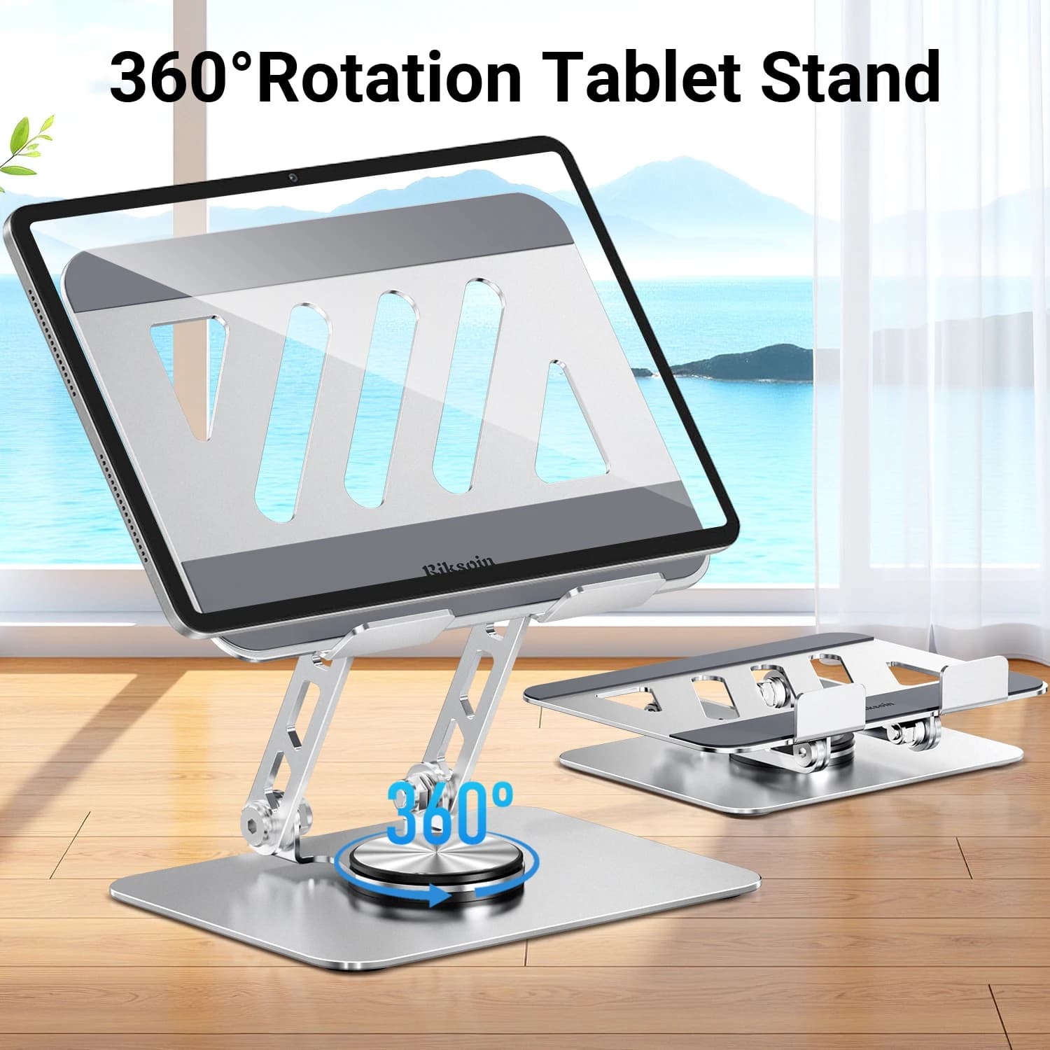 RIKSOIN Tablet Stand, 360° Rotating Stand, Foldable, Portable Stand Compatible with All 4–13" Laptops and Tablets