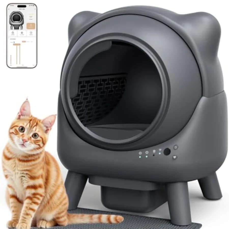 Automatic Litter Box, Self Cleaning Litter Box, Odor Control Robot, Cat Ears Design, 65L APP Real-Time Monitor, Cat Litter-Boxs