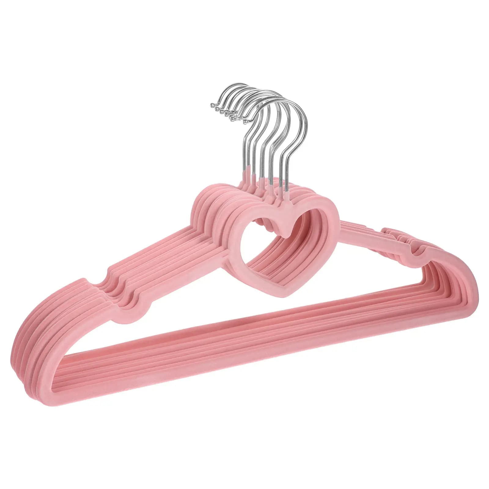 10 appendiabiti antiscivolo a forma di cuore in plastica con gancio girevole, organizer per armadio per pantaloni, gonne, camicie, cappotti