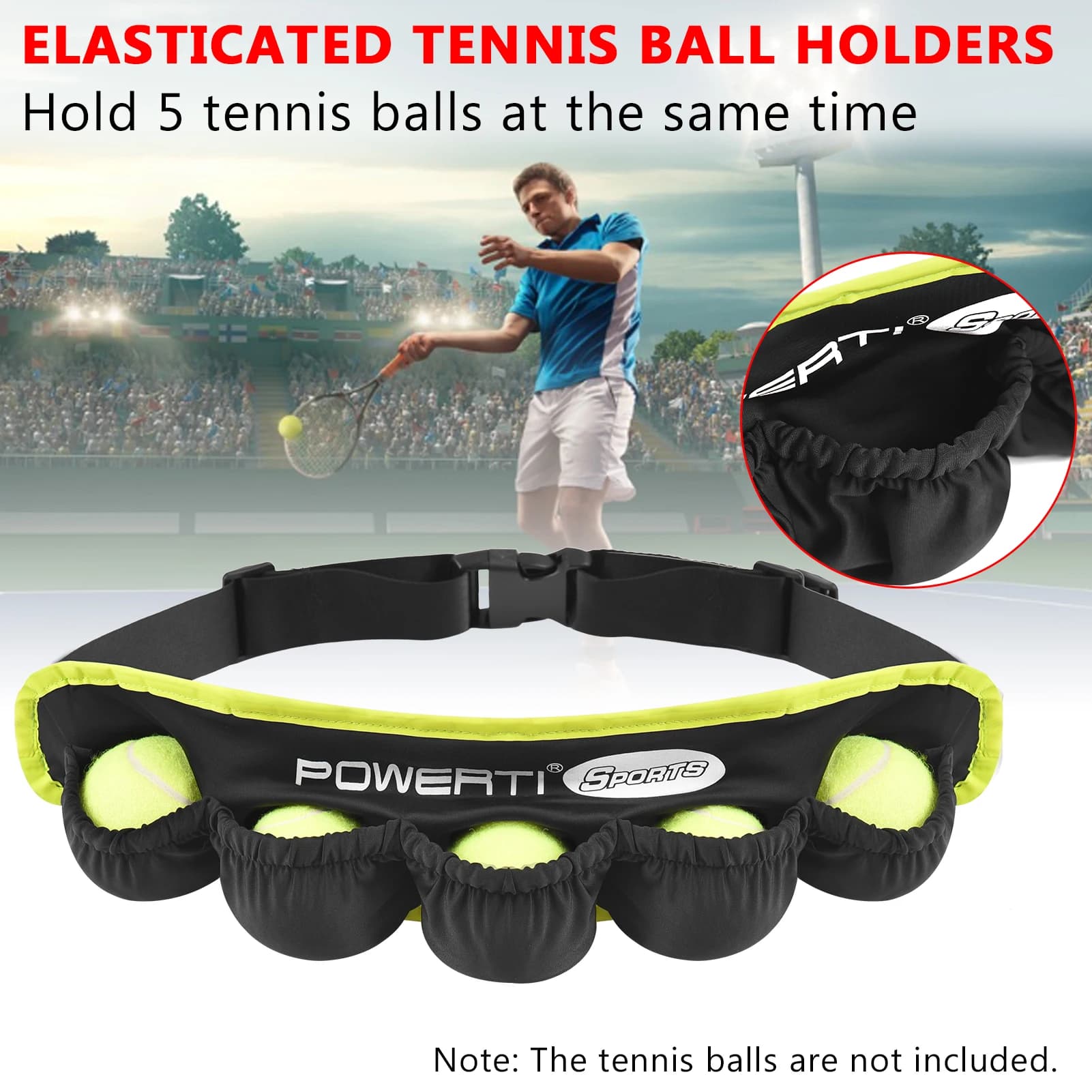Fascia per palline da tennis per 5 palline da tennis Marsupio Marsupio per corsa Ciclo Camminata Jogging Fascia sportiva