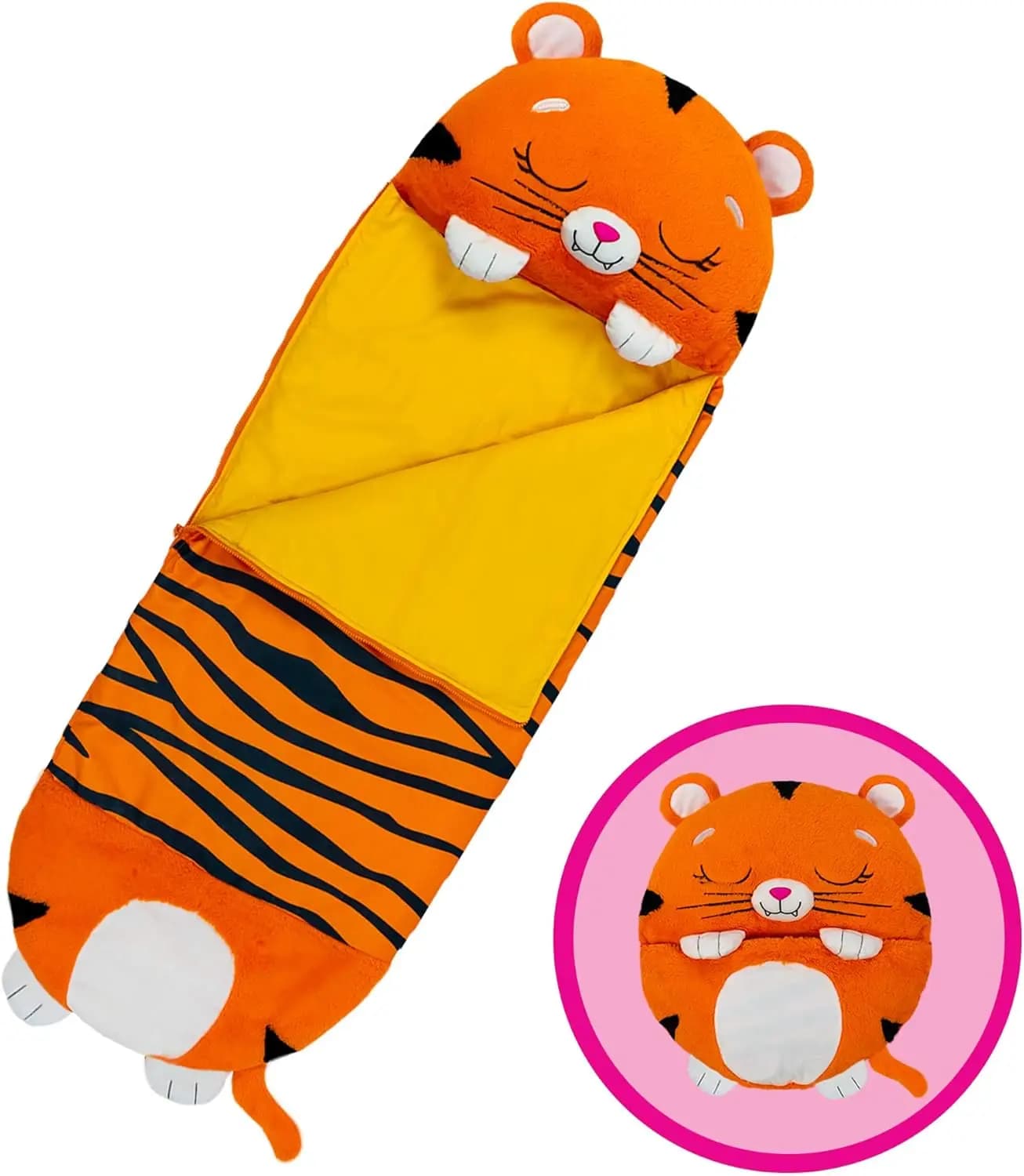 Cuscino Morbido a Forma di Animale e Sacco a Pelo per Bambini, Design Tigre Grande, Amico 2-in-1 per Gioco e Pisolino