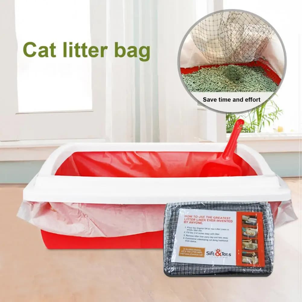 Fodere per lettiera per gatti riutilizzabili durevoli per sollevare gatti verdi Fodera per lettiera per animali domestici per setacciatura resistente Fodera extra spessa per una facile