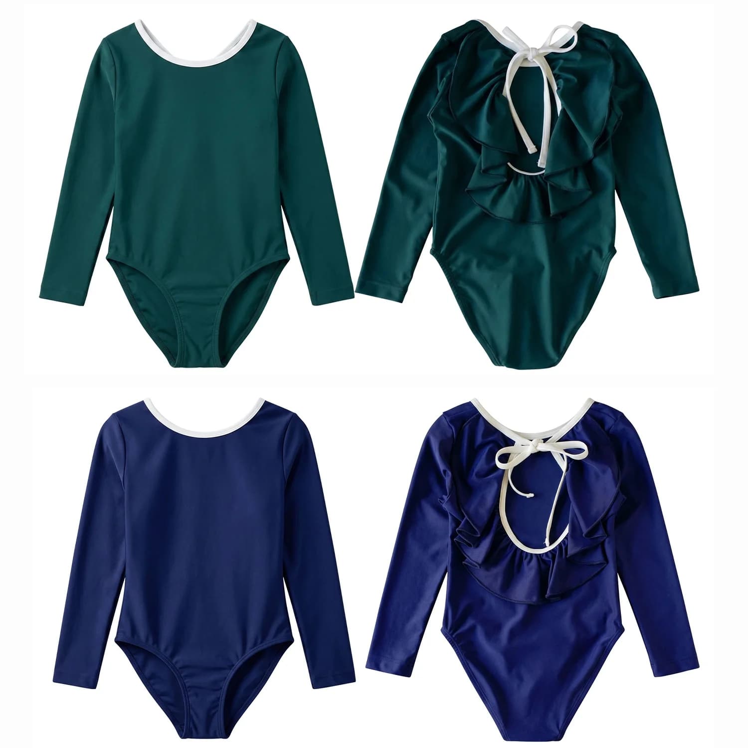 Toddler Girls Summer One Piece Swimsuit Sun Protection Swimwear Kids Holiday Long Sleeve Bathing Suits Quick Dry Swimsuit Ruffle