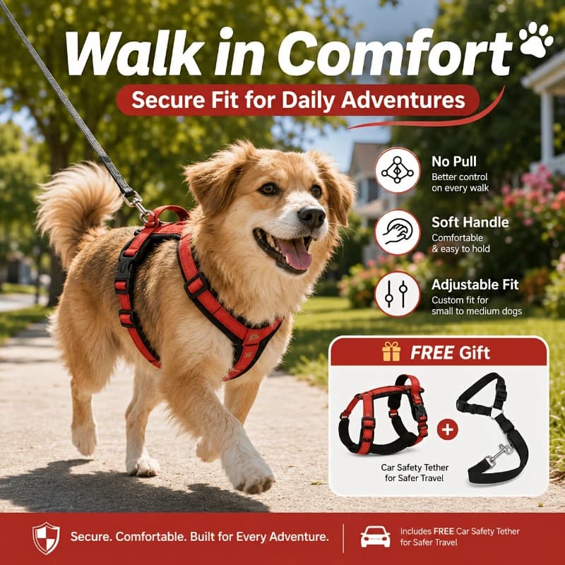No-pull Dog Harness Safety Leash Adjustable Reflective Dog Vest Harness Pet Chest Strap Suitable for Small Medium and Large Dogs