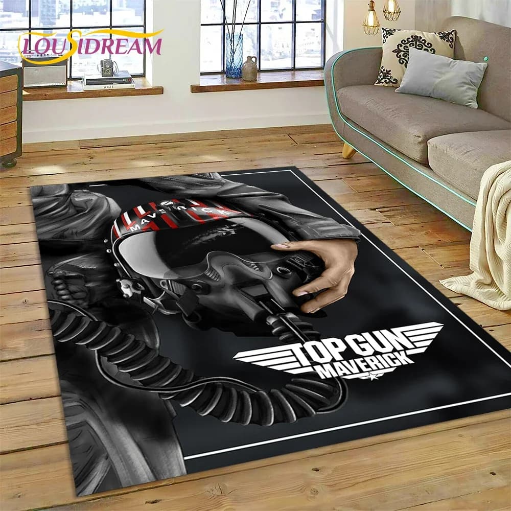 Top Gun Sign Tom Cruise Fighter Tappeto per camera da letto Soggiorno Decorazione del divano di casa, Gioco per bambini Grande decorazione Tappetino regalo