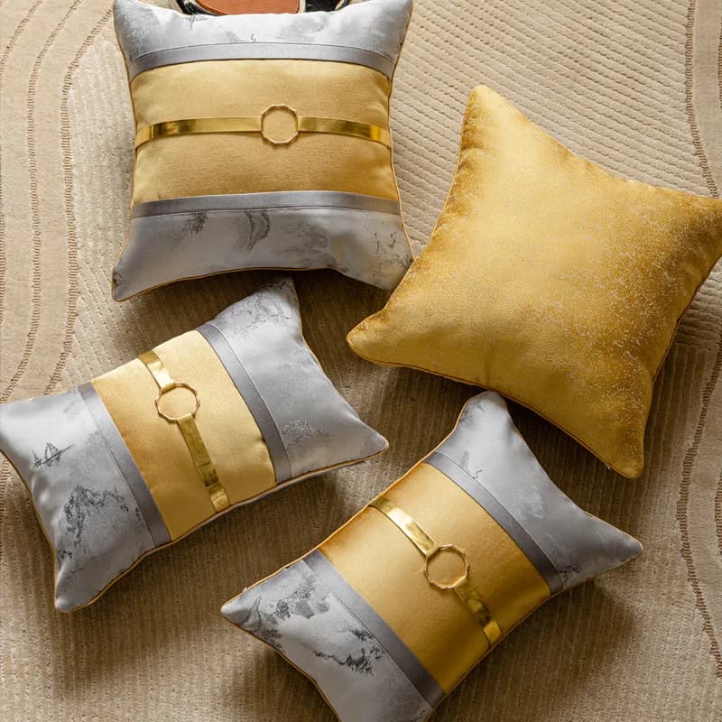 Nuovo stile cinese fodera per cuscino per divano grigio dorato federa lombare jacquard fodera per cuscino schienale