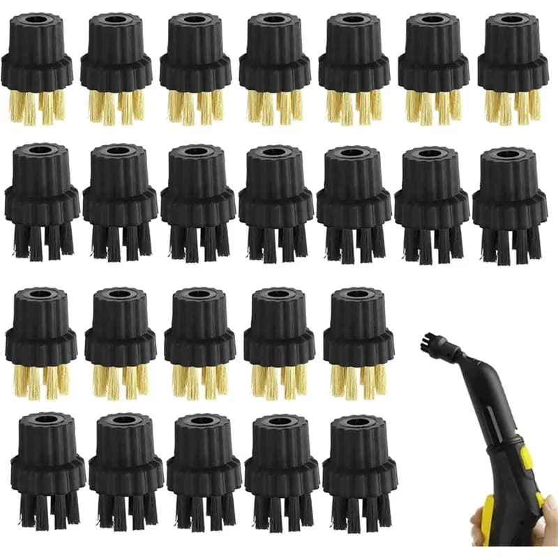 Accessori per Pulitore a Vapore HIM - 24 Pezzi: 12 Spazzole in Nylon e 12 Accessori in Ottone per Mop a Vapore