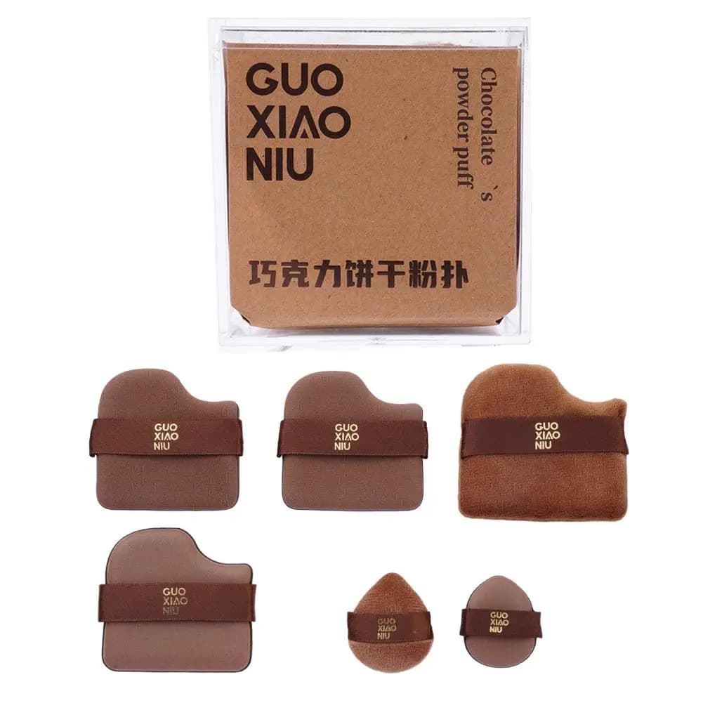 6 pezzi mini frullatore per trucco soffio miscelazione rapida spugna per trucco color cioccolato uso asciutto e bagnato strumento per trucco cosmetico a doppia faccia