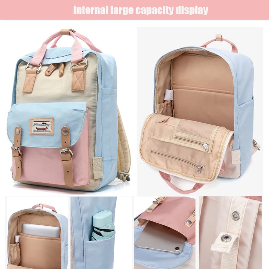 Fashion Women Backpack Large Capacity Waterproof Rucksack for Girls Boys 14 Inch Laptop Back Pack for College School Work
