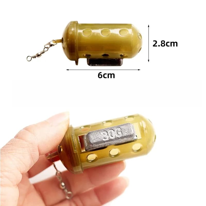 Set di 6 Feeder per la Pesca alla Carpa con Coperchio e Gabbia per Esche Pesante 30-50g, Attrezzatura per la Pesca alla Carpa per la Presentazione di Esche