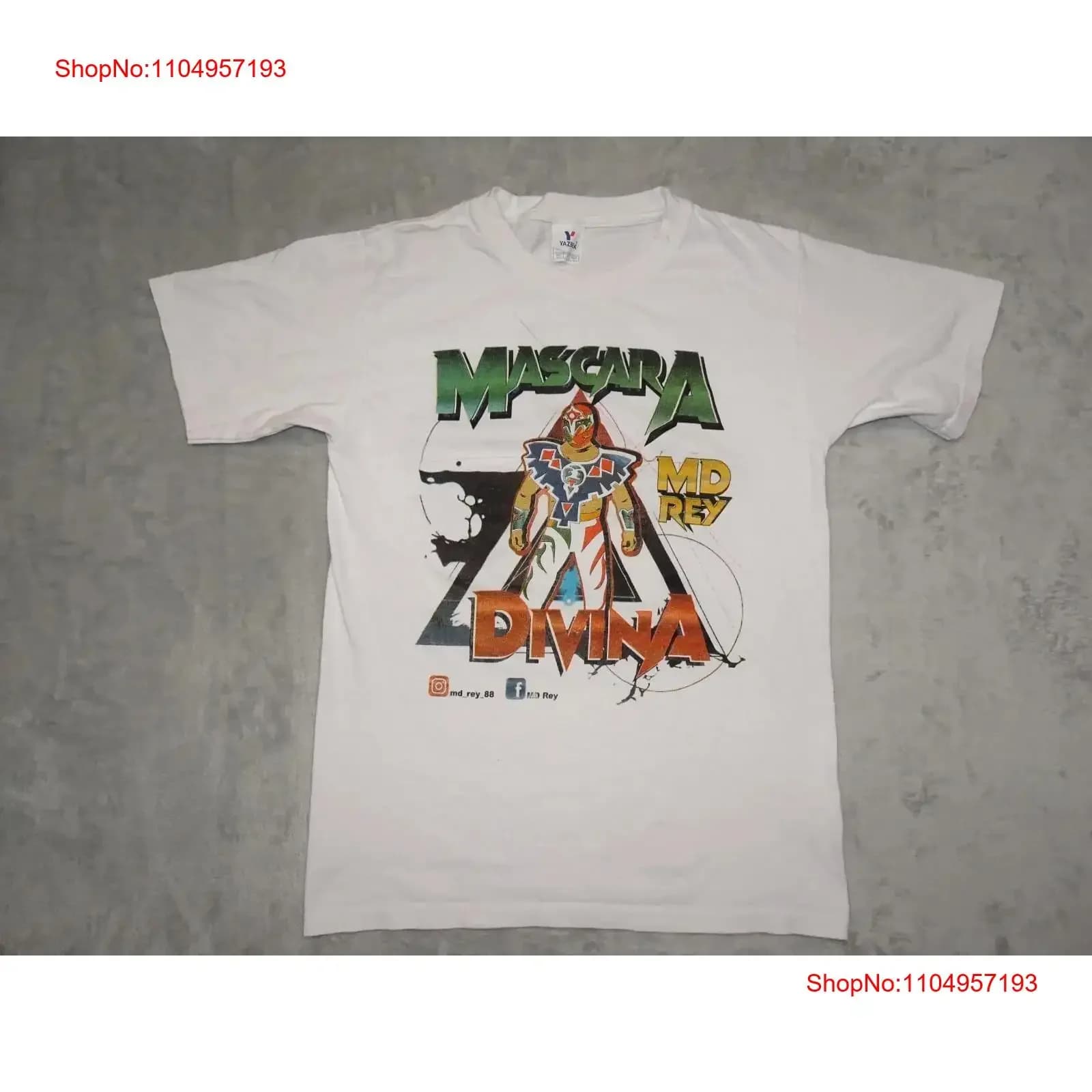 Mascara Divina Rey T Shirt Mascherato Lottatore Professionale 2 Lati Yazbek Piccolo Wht vintage Lavato Moda Unisex Casual Morbido