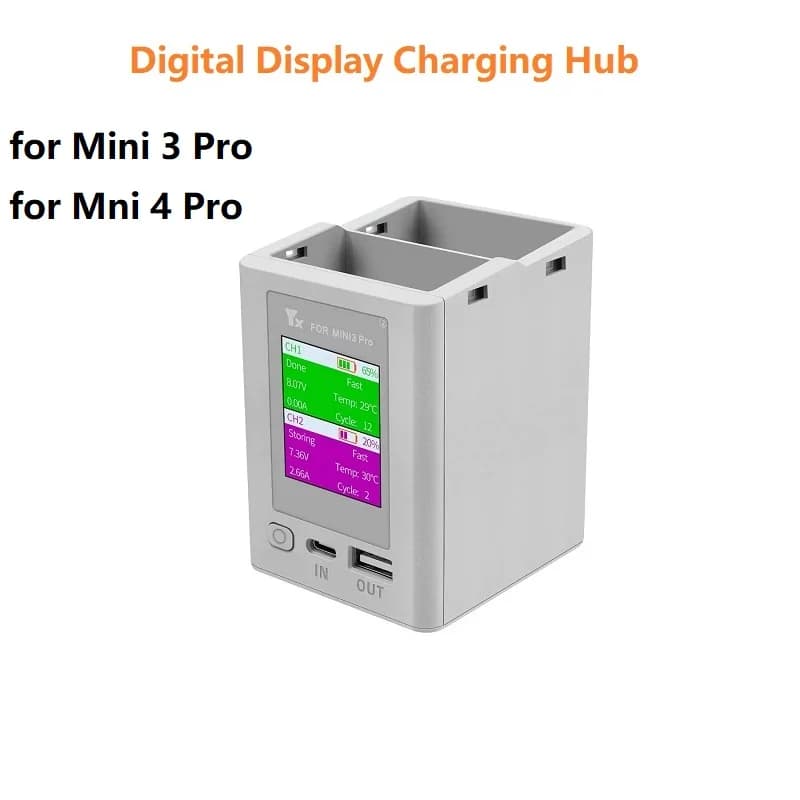 Two-way Digital Display Charging Hub Battery Intelligent Charger for DJI Mini 4 Pro/Mini 3 Pro Charging Butler Power Bank Drone