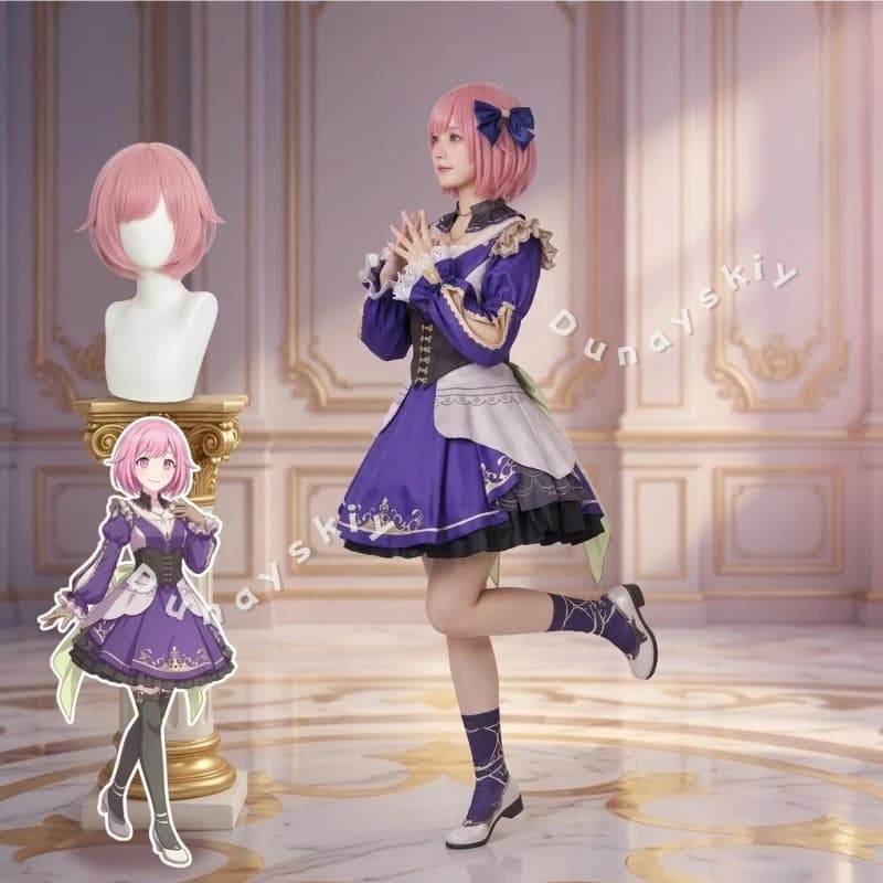 Idol Uniform Otori Emu Cosplay Goth Lolita Purple Retro Dress Yuke Conquer Anime Game Project Sekai GO FORTH Halloween Christmas