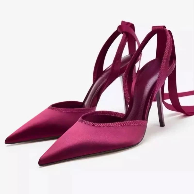 Luxury Women's High Sandals With Snake Satin Ankle Strap Sexy High Sandals With Pointed Toe Plus Size 43 Women's Décolleté Wedding Party Shoes