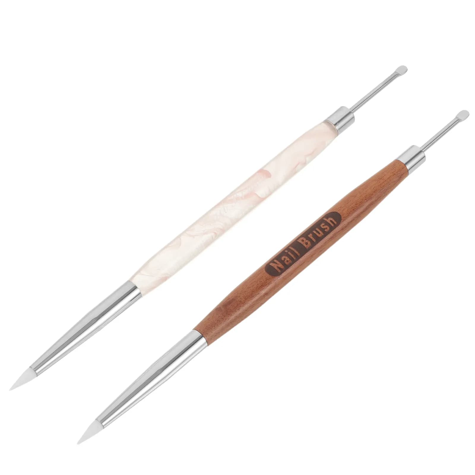 2Pcs Dual-Ended Nail Art Pen Nail Sculpting Brushes Manicure Tools Salon Home Reusable Carving Liner Brush Gel Polish Design