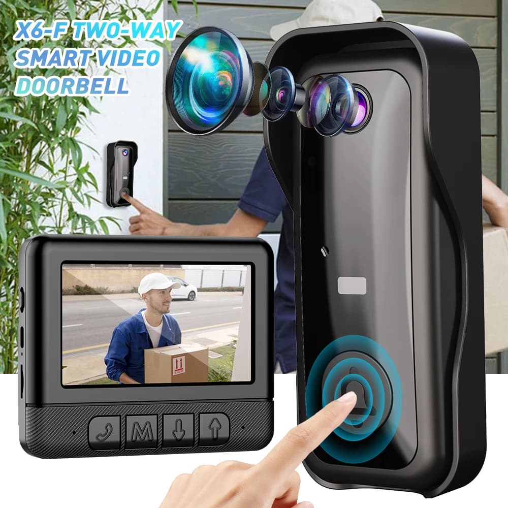 Videocitofono WiFi 2.4G Telecamera HD wireless Conversazione bidirezionale Protezione di sicurezza impermeabile Citofono campanello per porta Smart Home per la casa
