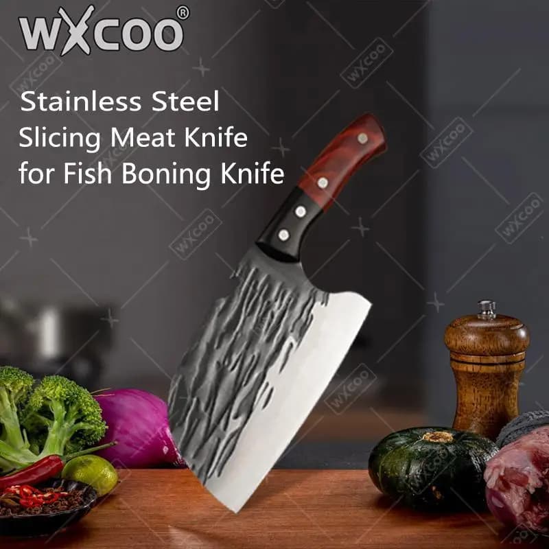 Coltello da cucina cinese Coltello per disossare in acciaio inossidabile Accessori da cucina Mannaia per carne forgiata Coltello per affettare affilato Taglierina per barbecue