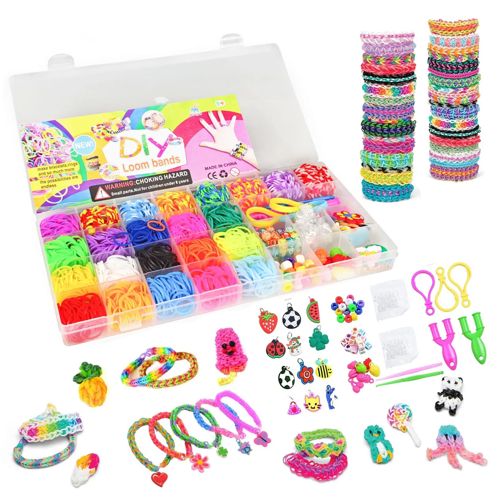 Features Colorful Rubber Bands DIY Craft Bracelet Kit Great Gift for Kids to Promote Fine Motor Skills Rubberband Bracelet Makin