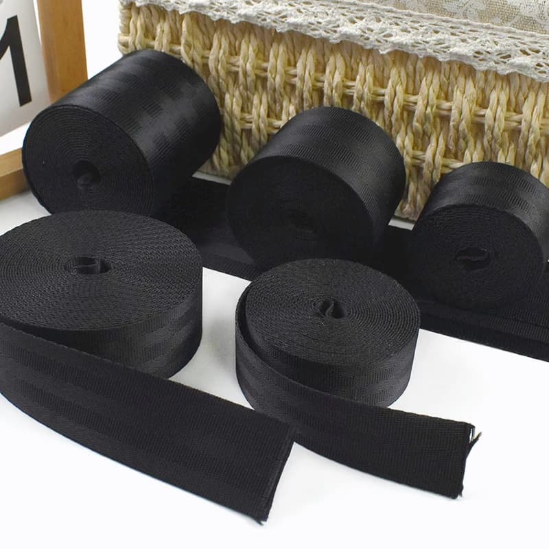 Nastri in nylon neri da 10/20/40 metri, larghezza 20-75 mm, per borse, zaini, cinture di sicurezza, imbracature per cani, accessori per cucito fai da te