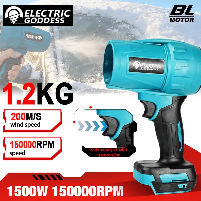 Soffiatore Elettrico Portatile Turbo Jet ad Alta Potenza, Asciugatore Senza Fili per Polvere e Foglie, Strumento di Pulizia Compatibile con Batteria Makita 18V