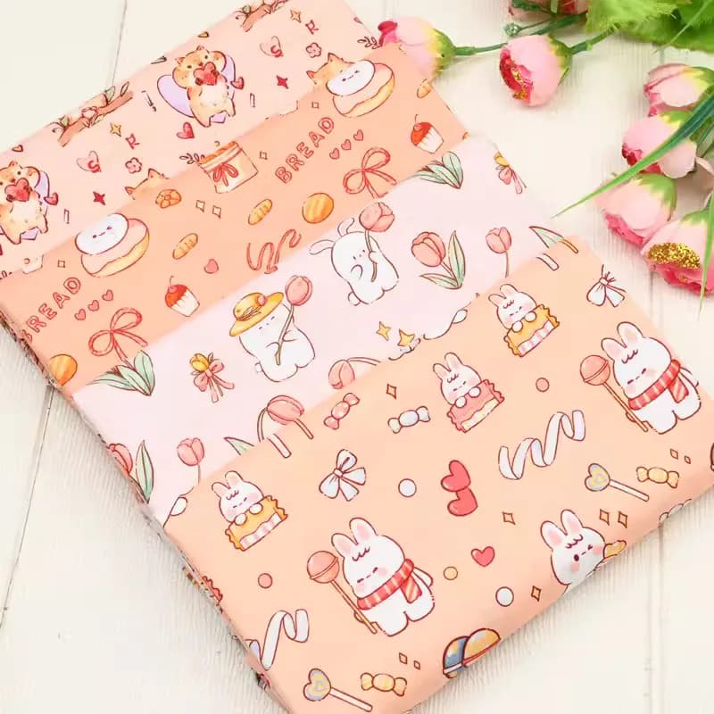 45cm * 110cm cartone animato simpatico tessuto con stampa coniglio, biancheria da letto per bambini trapunta sacco a pelo vestiti imbottiti in cotone panno in Twill di cotone
