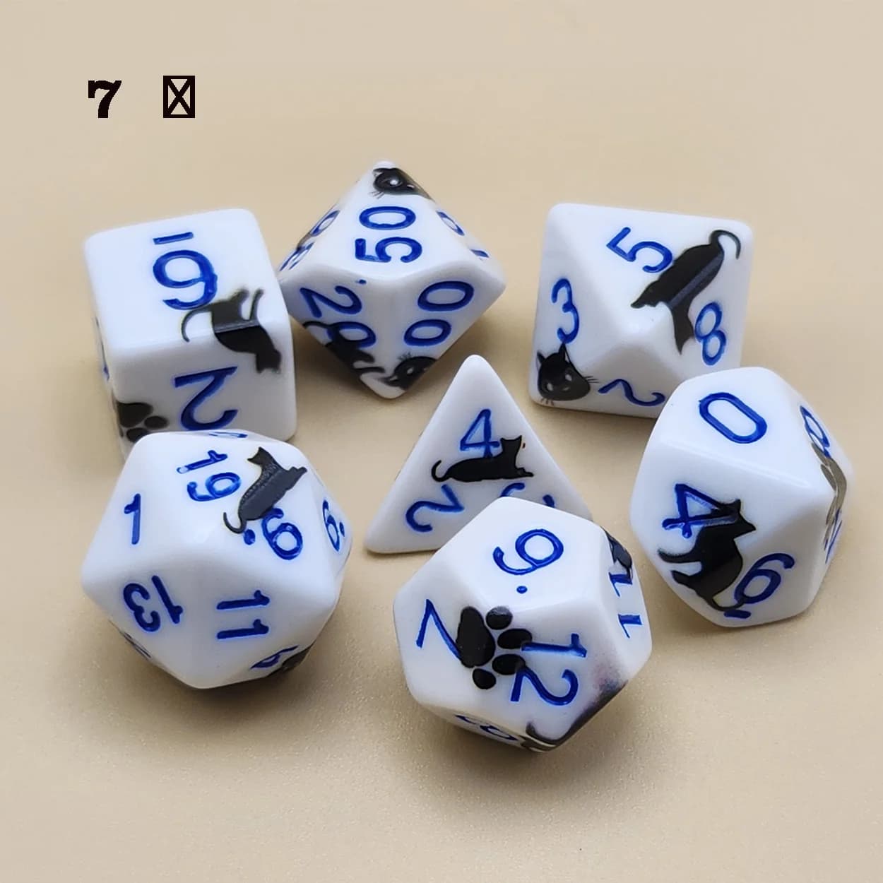 7 set di dadi poliedrici acrilici a tema simpatico piccolo gatto nero, adatto per giochi di ruolo Dungeons and Dragons D&D Dice, regali di festa