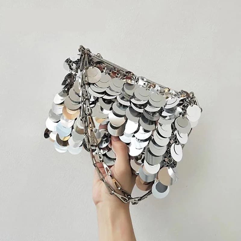 Borse con paillettes Borsa in argento Borsa da donna piccola Tote Bag Bling Bling Fashion Lady Borse a secchiello Ragazze Borse glitterate 2023