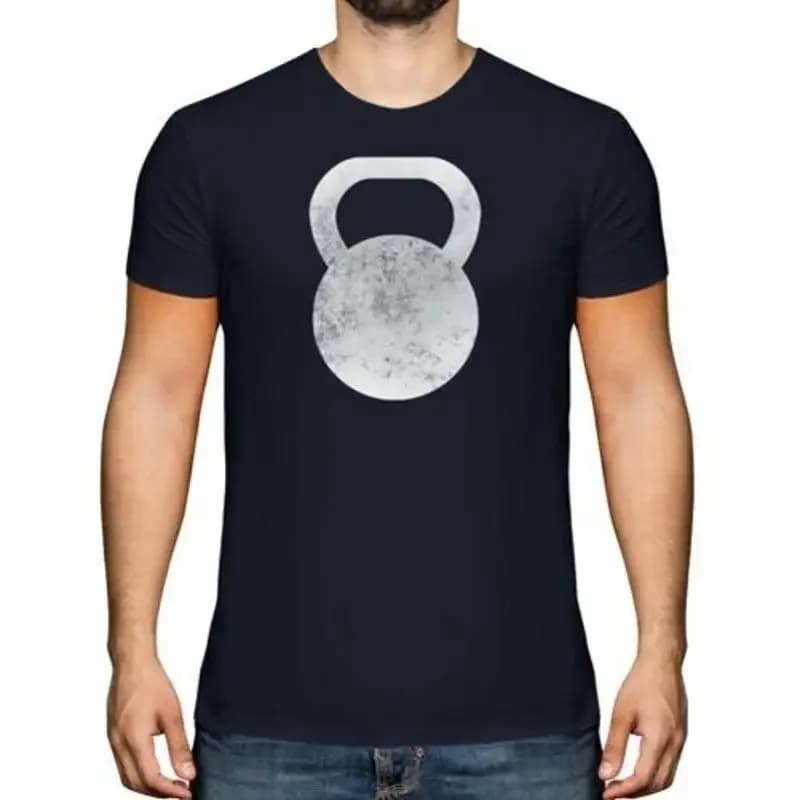 Vintage Men's T-shirt with Kettlebell Relaxed Printing, Design Top in Shape Gift