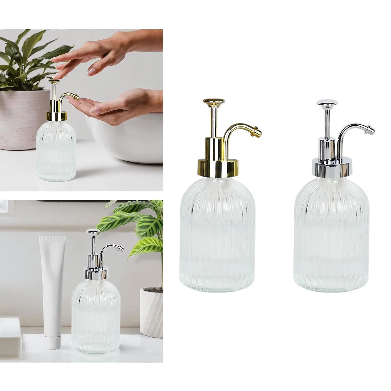 Glass Pump Soap Dispenser Bottle Sturdy Portable Lotion Soap Dispenser Bottle for Home Countertop Laundry Room Bathroom Hotel
