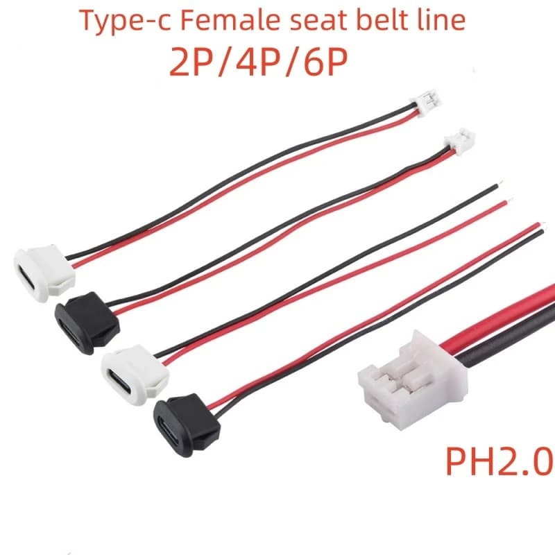 Tipo-C sede femmina 2P tipo di pressione diretta per iniezione colla, lampada da tavolo modificata porta di ricarica ellittica fai-da-te con cavo 24AWG