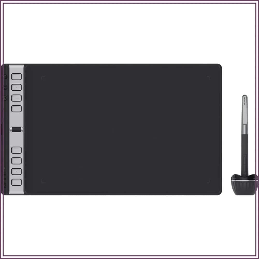 10x6 Inch Drawing Tablet with Scroll Wheel & 8 Custom Keys, Battery-Free Stylus, Compatible with Mac, PC & Mobile, Black