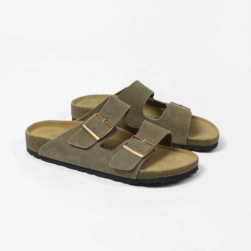 Unisex Closed Toe Mules 2026 Summer Cork Leather Thick Sole Platform Non Slip Soft Breathable Slip On Beach Casual Shoes