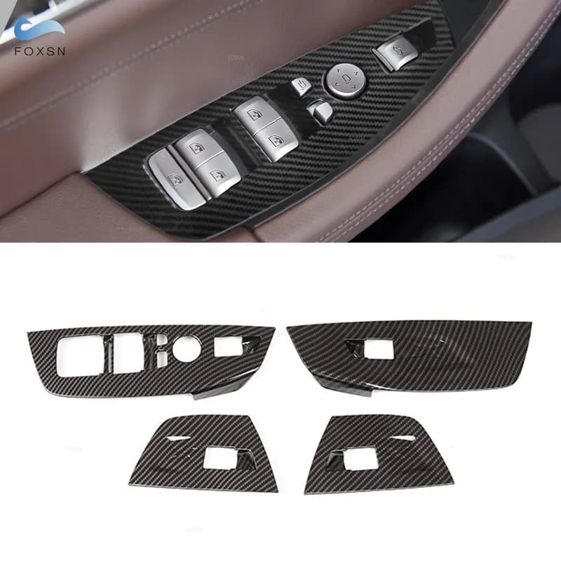 Per BMW X3 X4 G01 G02 2018 2019 2020 2021 Porta Finestra Ascensore Pulsanti Interruttore Pannello di Controllo Telaio di Copertura In Fibra di Carbonio Texture Trim