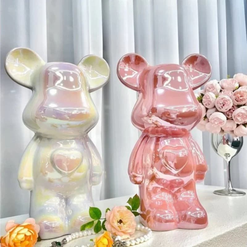 Figura di orso estetico placcatura in ceramica orso violento statua figurina scultura lusso soggiorno decorazione accessori da scrivania