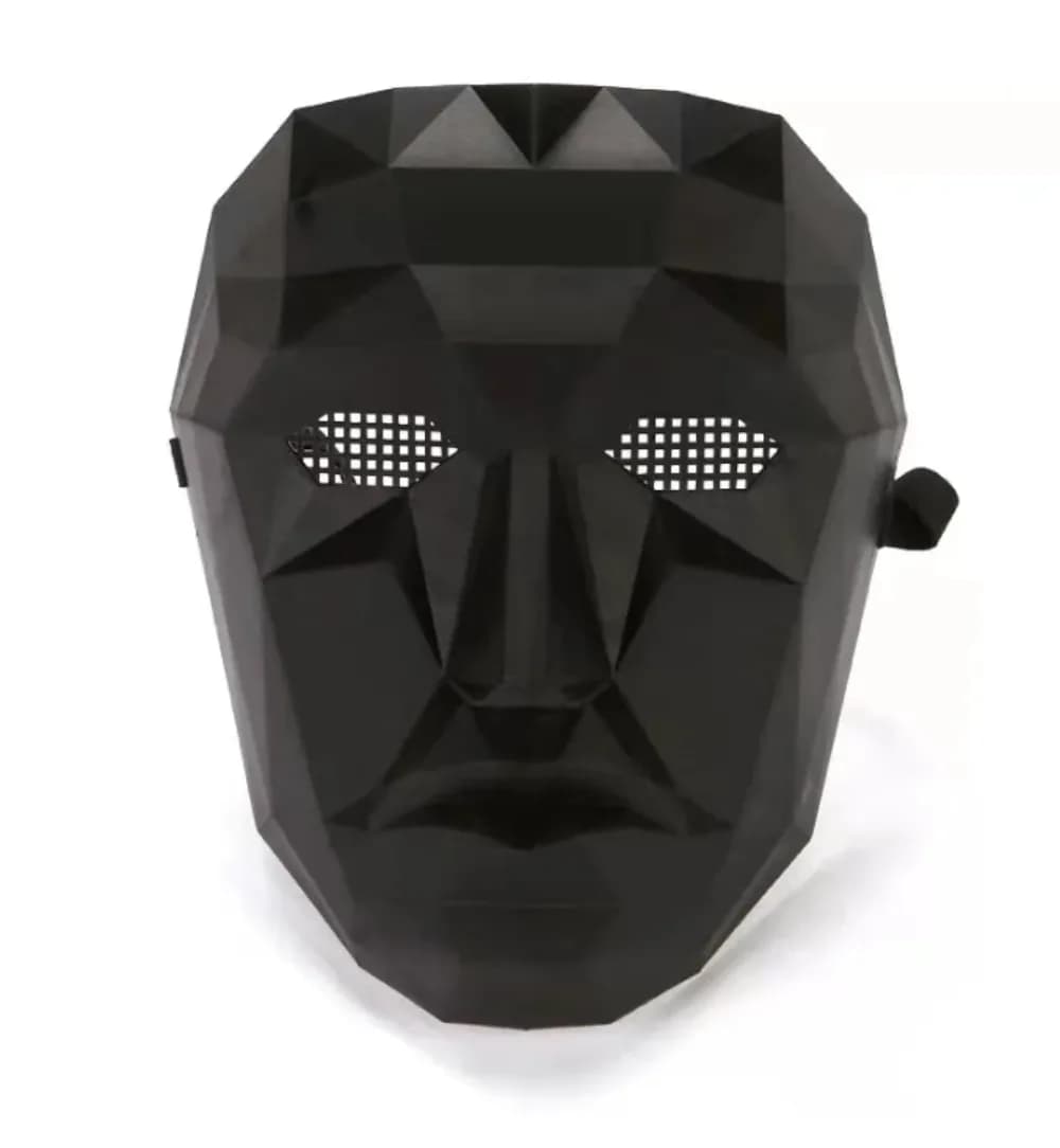 Maschera Geometrica Nera, Maschera per Cosplay TV Coreano, Maschera per Cosplay di Giochi, Maschere Integrali, Accessori per Mascherata, Maschera Quadrata Circolare Triangolare
