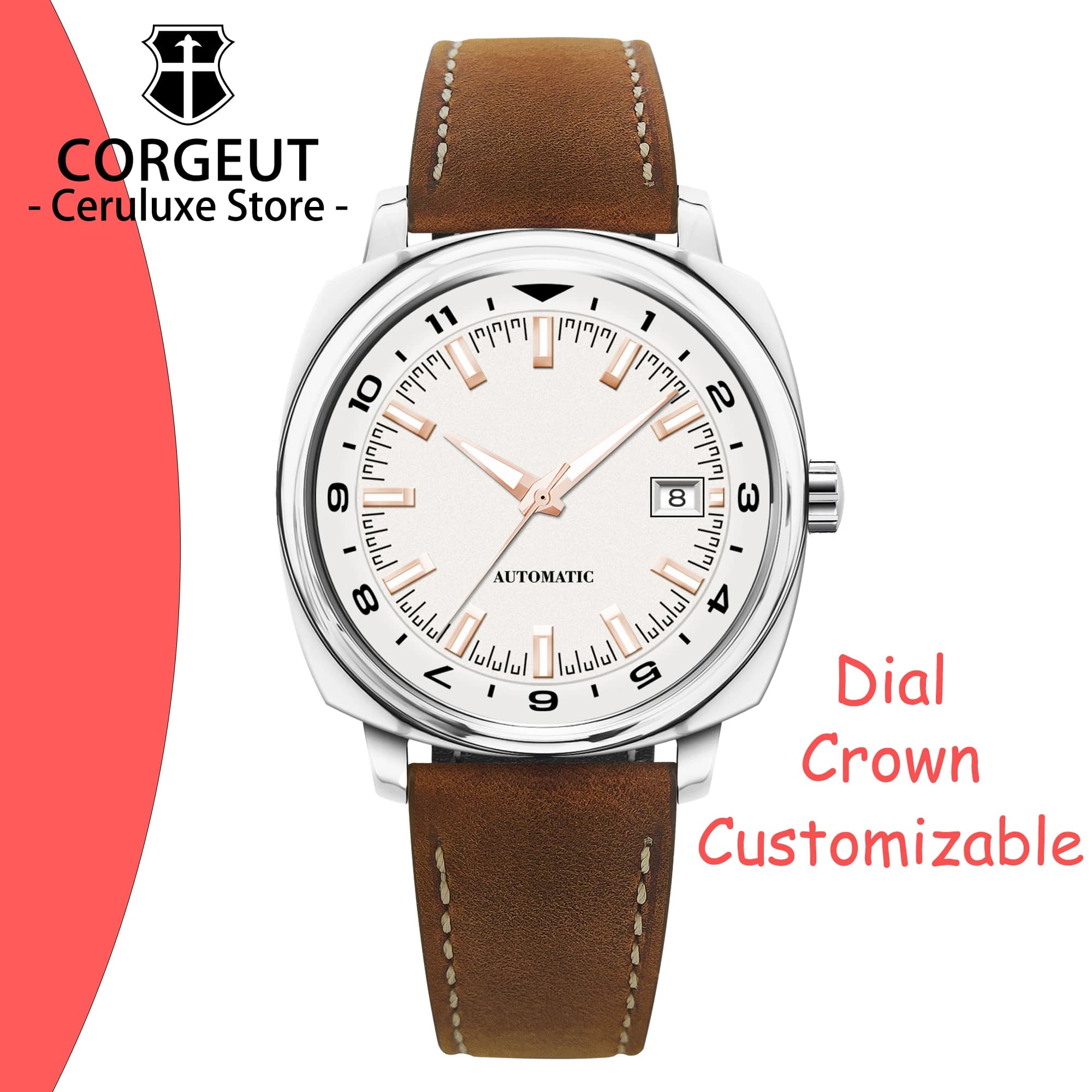 Orologi personalizzati da 42 mm in acciaio inossidabile con vetro zaffiro NH35, impermeabili, per uomo, con movimento automatico, orologi meccanici da uomo