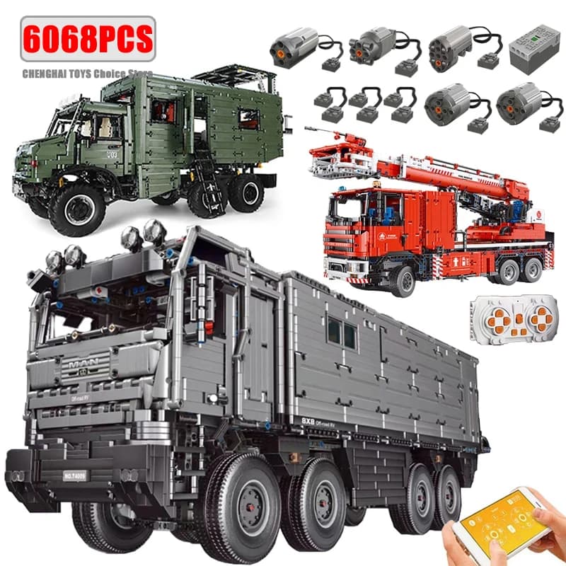 Tecnico Auto APP Telecomando Motore Potenza Campeggio RV Building Blocks Modello MOC Assemblaggio Camion Mattoni Ragazzi Giocattoli Set Regalo per bambini