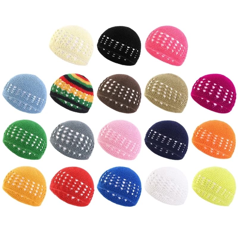 Cappello berretto invernale fatto a mano lavorato a maglia berretto islamico cappello da preghiera per chiesa per adulti