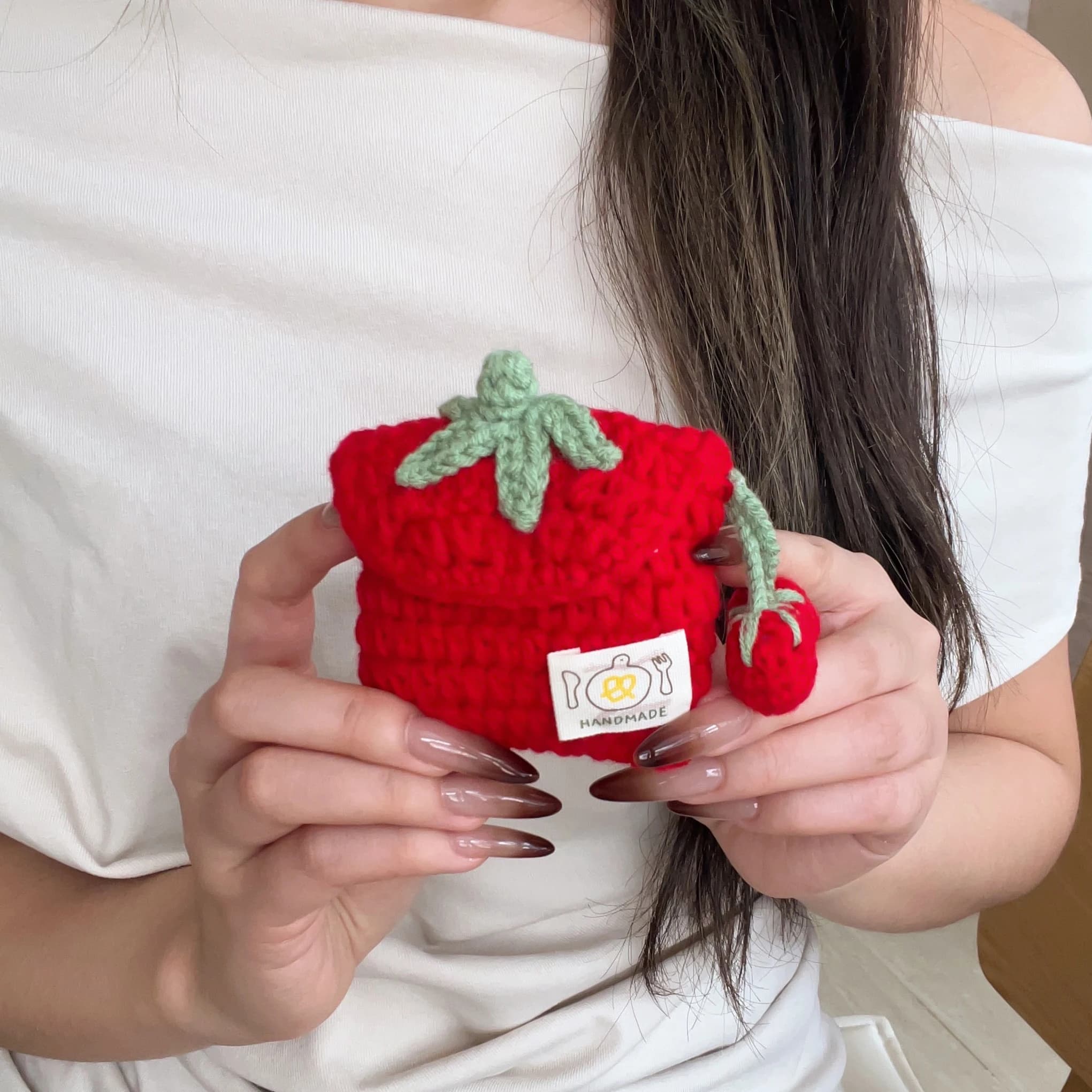 Earphone Case for Airpods 4 3 2 1 Pro 3 2 Ins Plush Knitted Strawberry Anti-drop Protective Cover Cute Headphone Accessories
