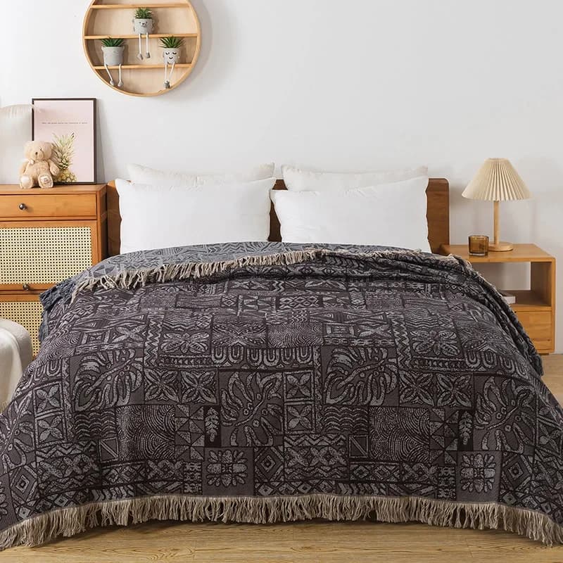 Cotton Blanket Gauze Fringed Sofa Towel Double-sided Use Summer Cooling Blanket and Bedspread Soft Household Bed Sheet