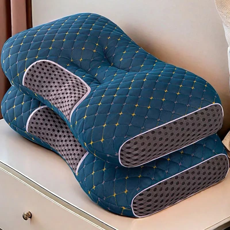 Cuscino a Forma di Osso con Motivo a Quadri per Protezione Cervicale, Traspirante, per Massaggi Spa, per Hotel e Dormitori, Comfort nel Sonno, Accessori per Letto