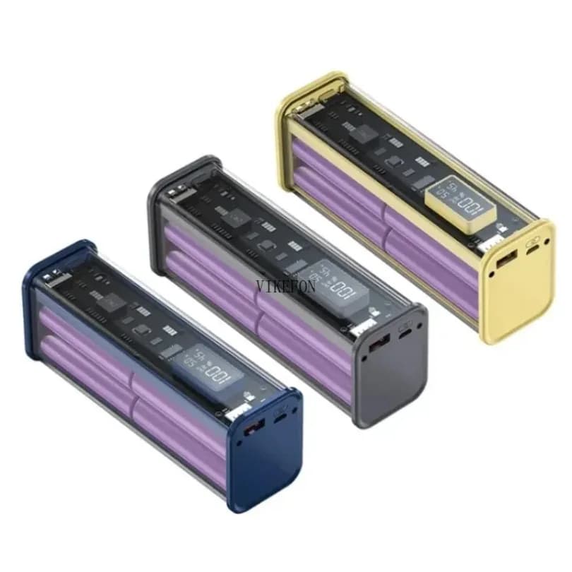 Custodia per banca di potere caricabatteria fai da te da 22,5 W Custodia di ricarica rapida PD trasparente per scatola di ricarica per batteria da 8 pezzi 18650 ai polimeri 20000 mAh