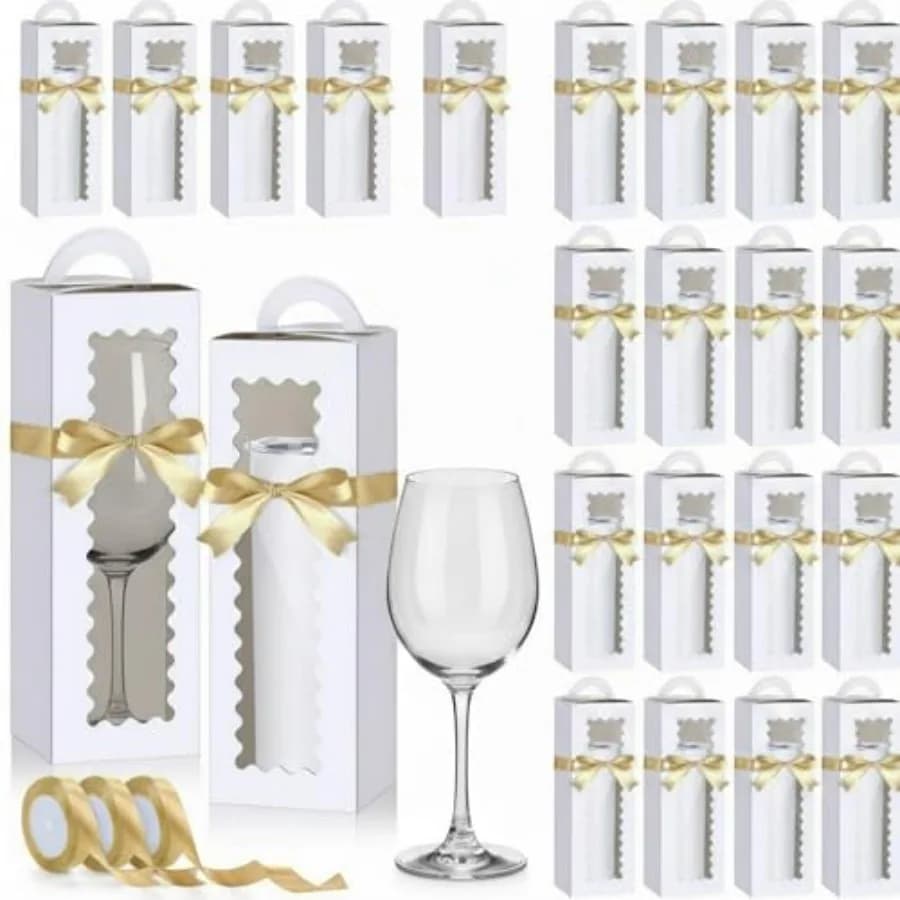 Tall tumbler gift boxes for sublimation packaging, white cardboard with clear window and ribbon handle, fits 12oz30oz tumblers,