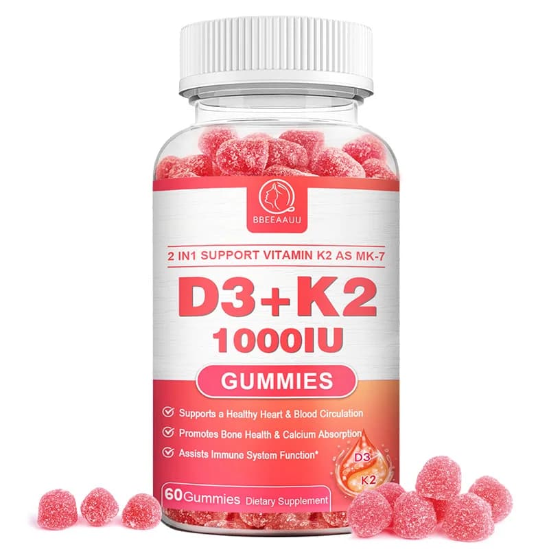 BBEEAAUU Vitamin D3+K2 gullies, Vitamin D and K supplement, Strengthens Immunite System, Supports Bones and Muscles Health