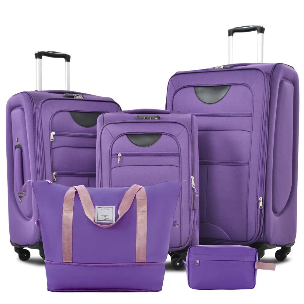 5-Piece Expandable Soft-Shell Luggage Set (Polyester) — Lightweight Spinner Suitcases and Travel Bags with TSA Locks