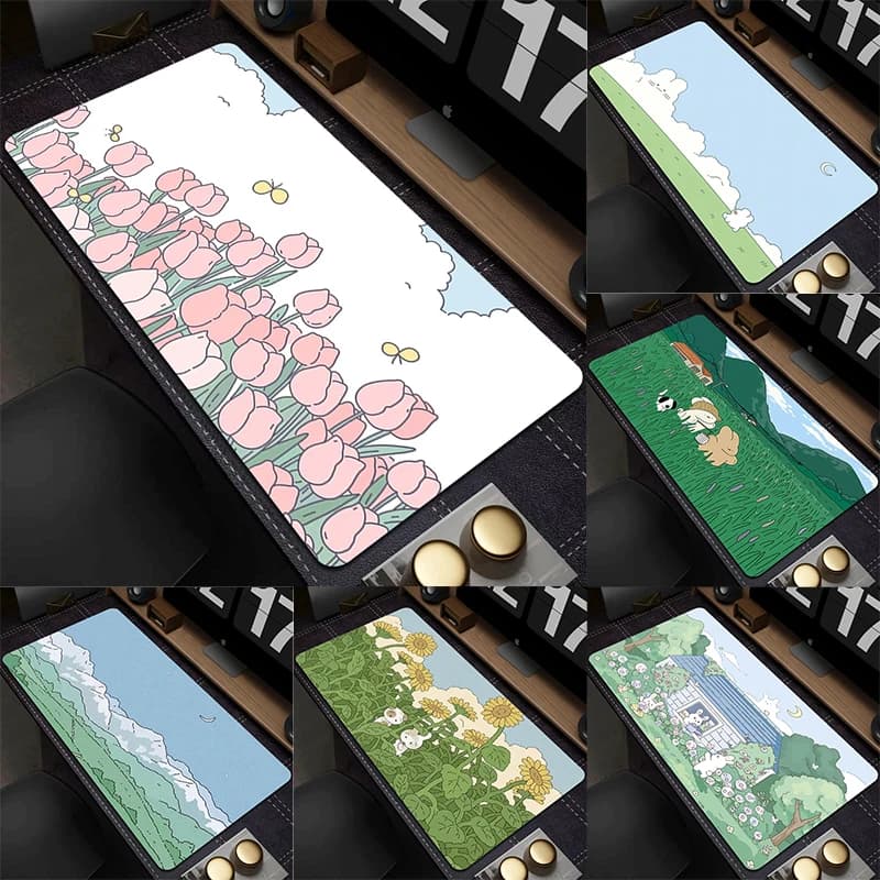 Large Cute Anime Mouse Pad Rubber Laptop Computer Kawaii Mousepad Gamer Big Office Mouse Mat Keyboard Desk Mat Mause Pads
