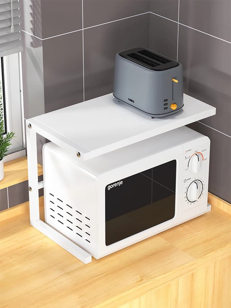 Double layer shelf for microwave, multifunctional kitchen shelf for air fryer, metal support organizer