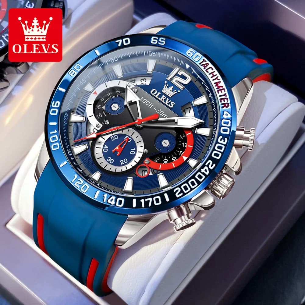 OLEVS Quartz Watch for Men Original TOP Brand Rubber strap Waterproof Luminous Date Week Men's Quartz Watch reloj hombre